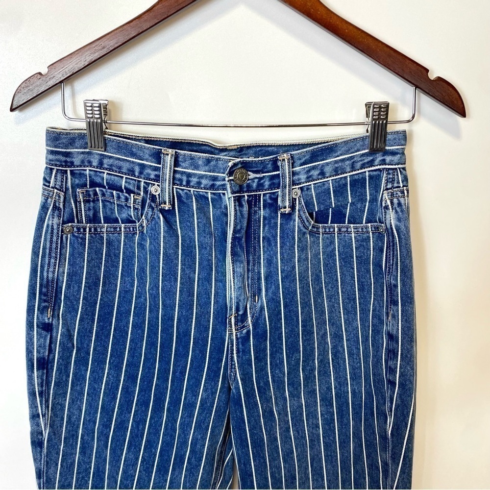 American Eagle Mom Jeans Womens 2 Reg Blue White Stripe - Picture 5 of 11